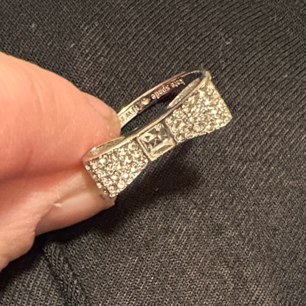 kate spade silver ready set bow ring size 8